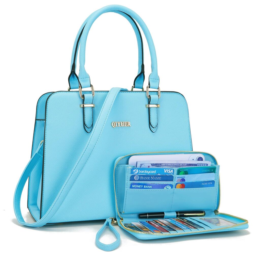 6047 Purse Purses And Handbags Satchel Wallet Sets Work Tote Bags Sky Blue